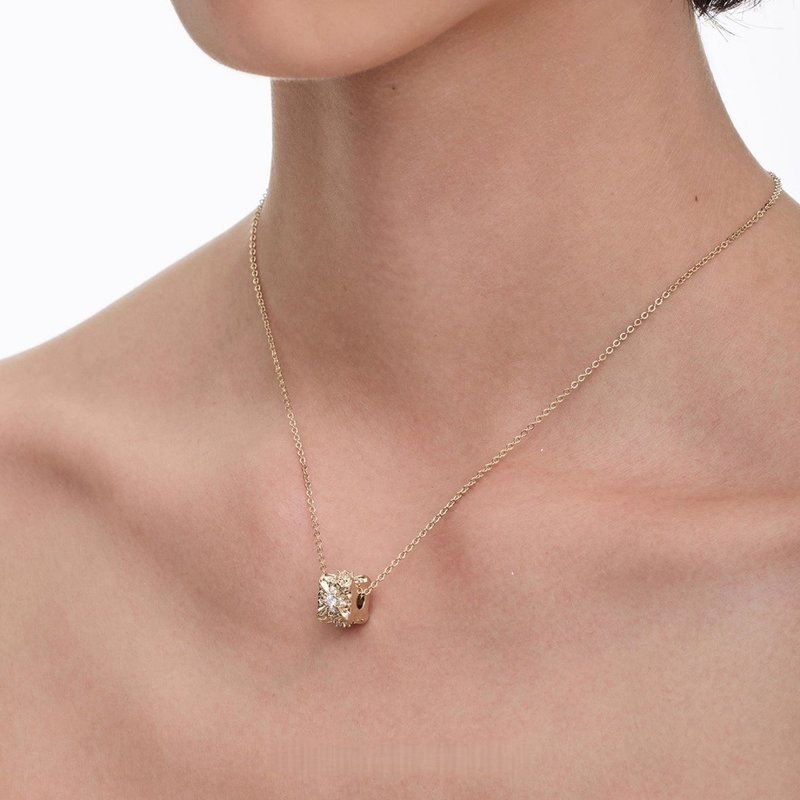 鸢尾花方形路路通素链小众项链复古轻奢锁骨链 - 锁骨链 - 铜/黄铜 金色