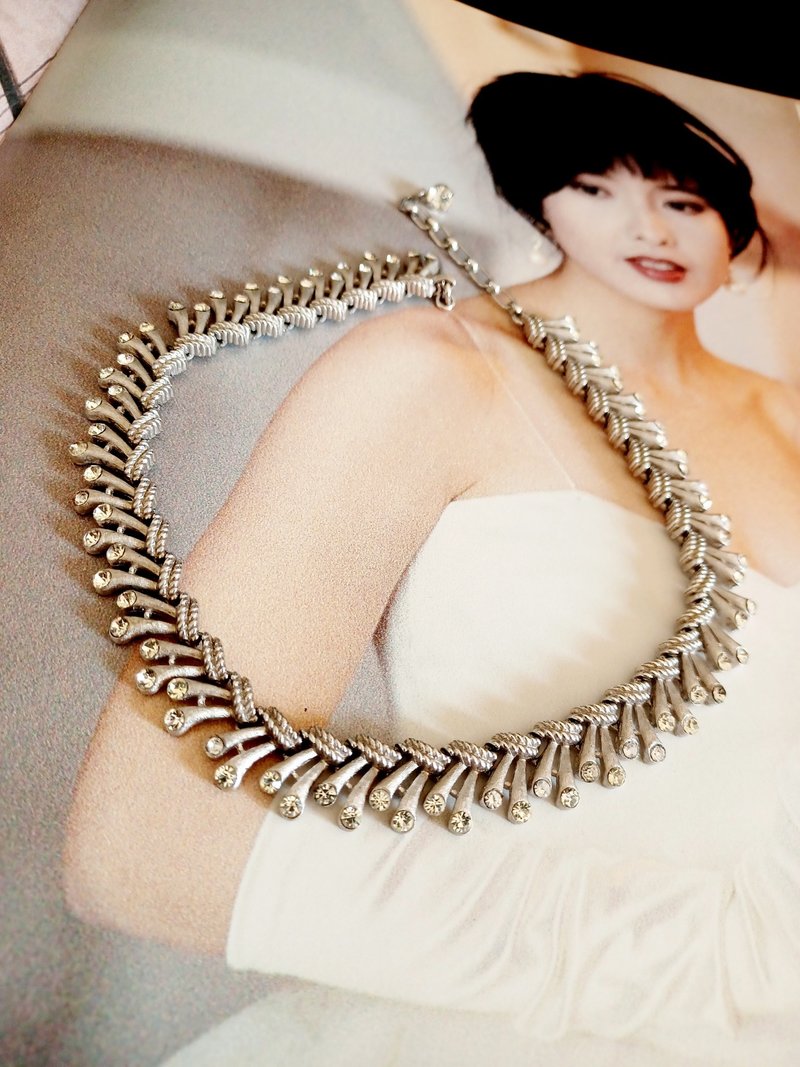vintage jewelry  TRIFARI   银钻几何连枝形 颈圈项链 - 项链 - 其他金属 