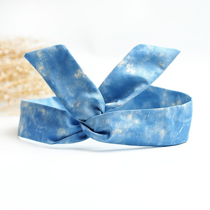 小牛村 Calf Village 手工发饰 铝线发带 多元造型 头带 渲染风 春夏百搭 {碧海蓝天}【A-102】 - 发饰 - 棉．麻 蓝色