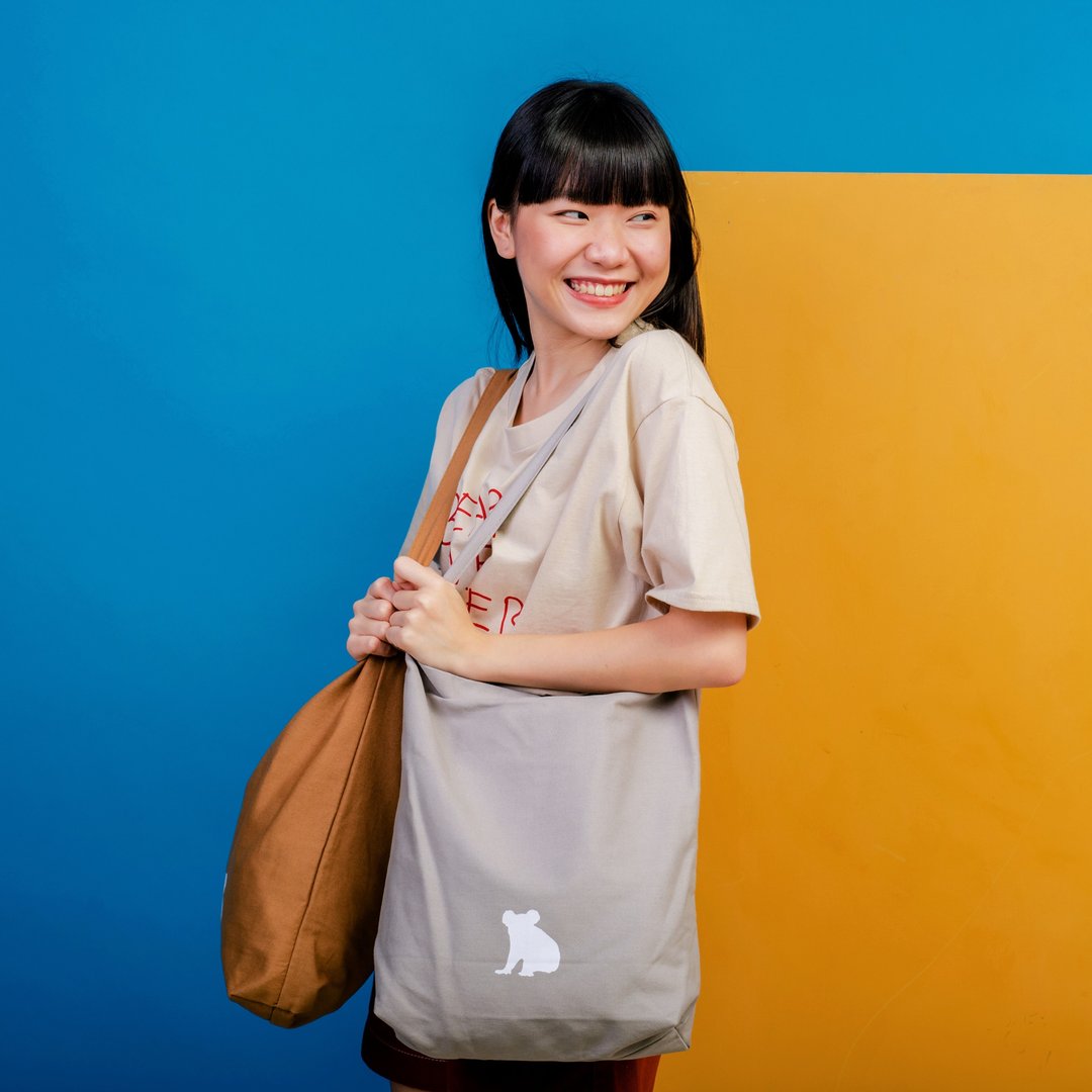 无尾熊，Species easy bag - 侧背包/斜挎包 - 棉．麻 灰色