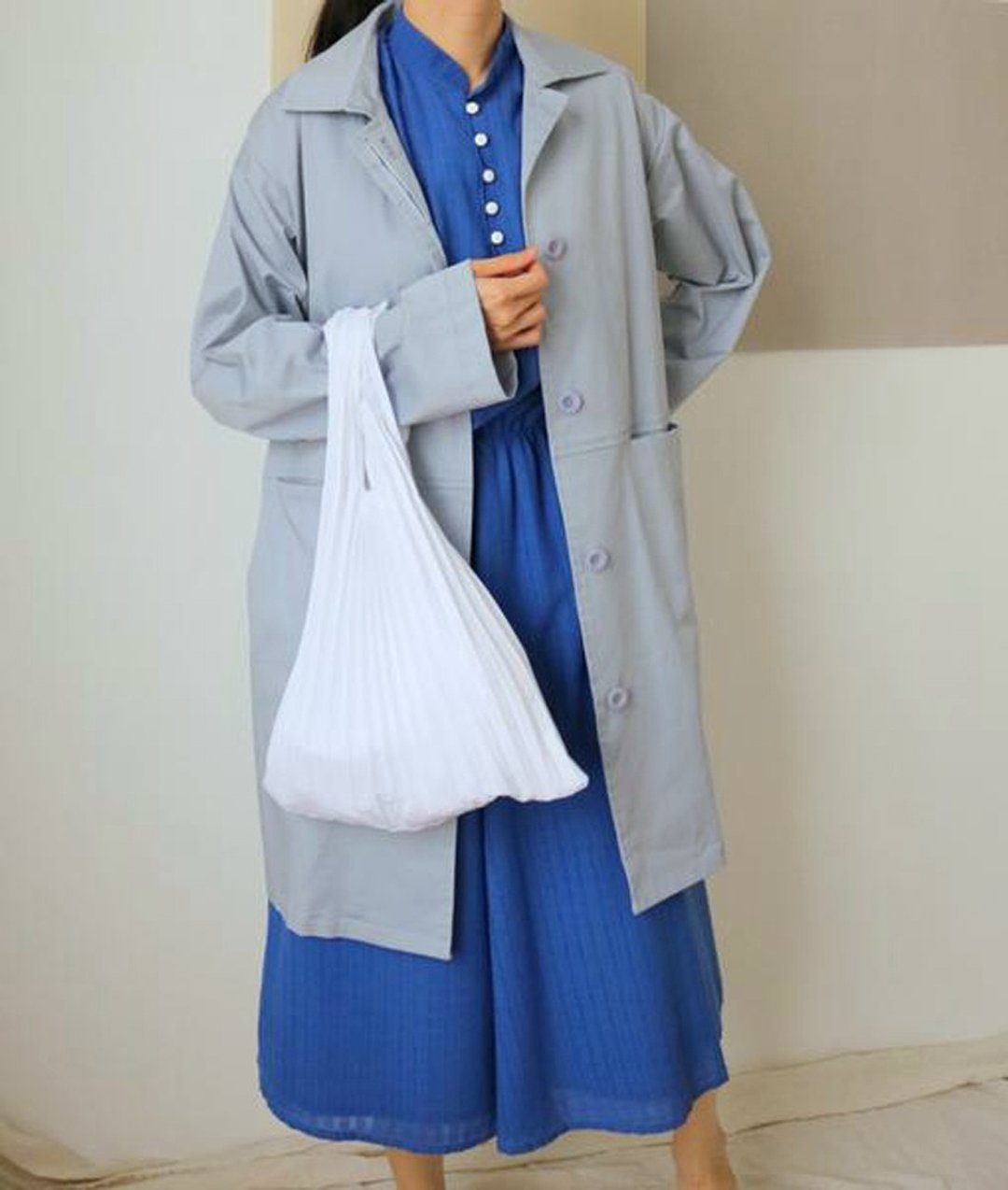 Powder Trench Coat  粉蓝灰换季薄棉风衣 多色 - 女装休闲/机能外套 - 棉 蓝色