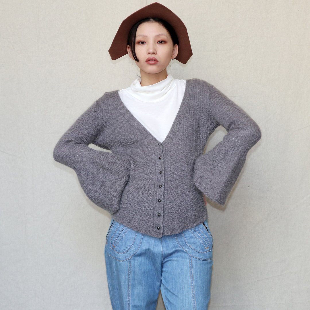 南瓜Vintage。Comptoir des Cotonniers 灰色 喇叭袖 针织 外套 - 女装针织衫/毛衣 - 羊毛 灰色