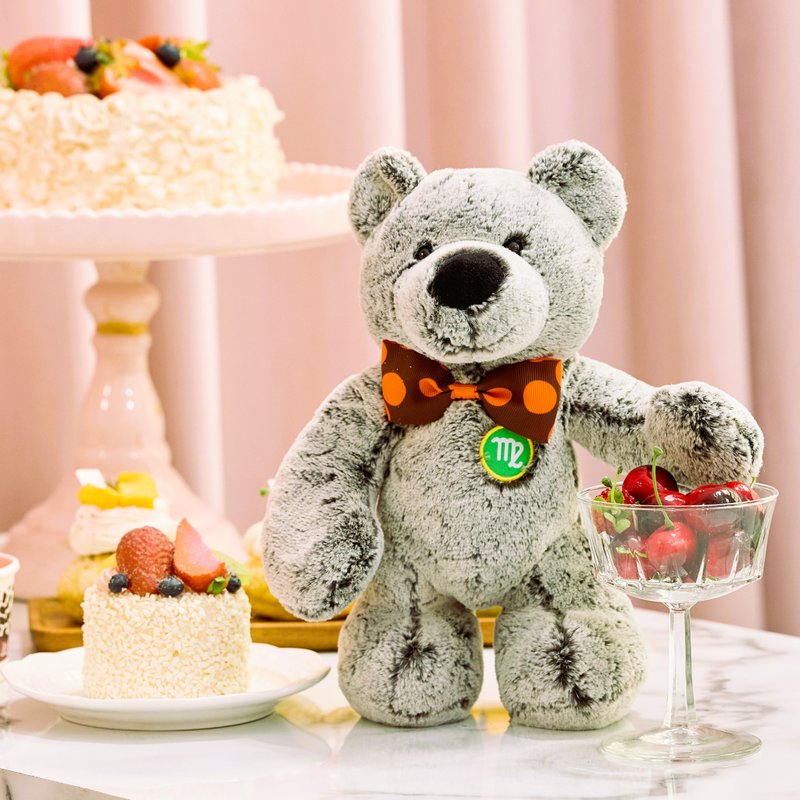 CANDY BEAR 十二星座熊系列 处女座 Virgo 28cm 黑灰色磁力雪绒熊 - 玩偶/公仔 - 聚酯纤维 灰色