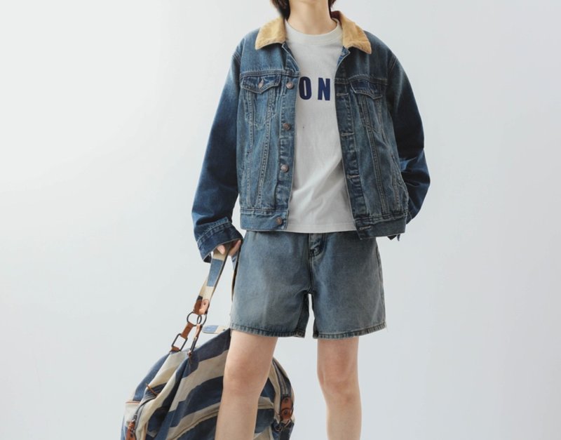 【巴恩风】美式复古 撞色领牛仔外套 - 女装上衣 - 棉．麻 蓝色