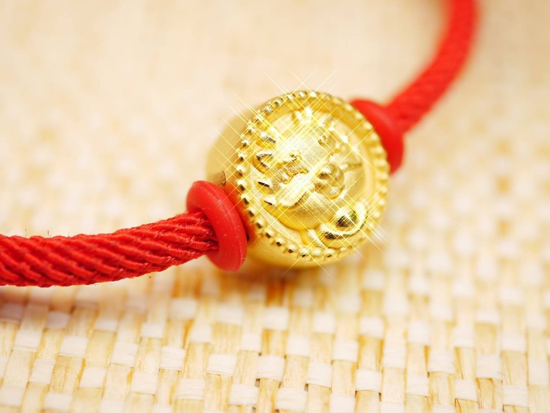 黄金串珠-生肖龙平安手绳金饰-黄金9999 (赠送米兰手绳) - 满月礼盒 - 24k 金 金色