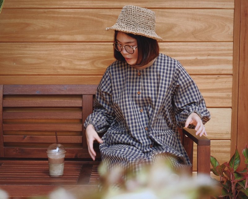 Yuririn Dress : Blue - 洋装/连衣裙 - 棉．麻 蓝色