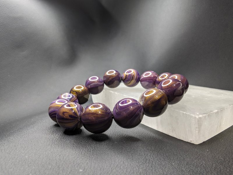 彩虹大漆珠 Chinese Lacquer 中国非物质文化遗产 手串 手链 15mm - 手链/手环 - 木头 