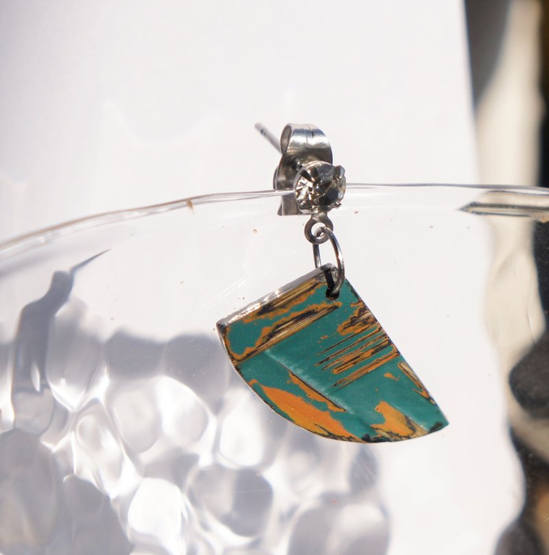 翠鸟-篮胎漆器耳饰品 - 耳环/耳夹 - 竹 多色