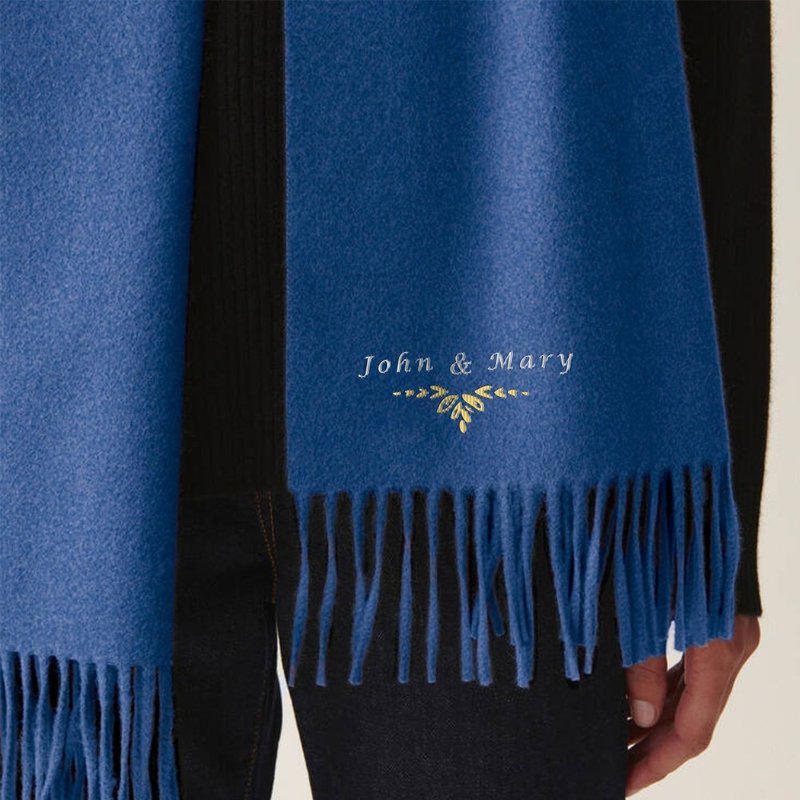 定制化情侣单条纯色披肩围巾羊毛订制情侣名字圣诞新年礼物 - 围巾/披肩 - 羊毛 多色