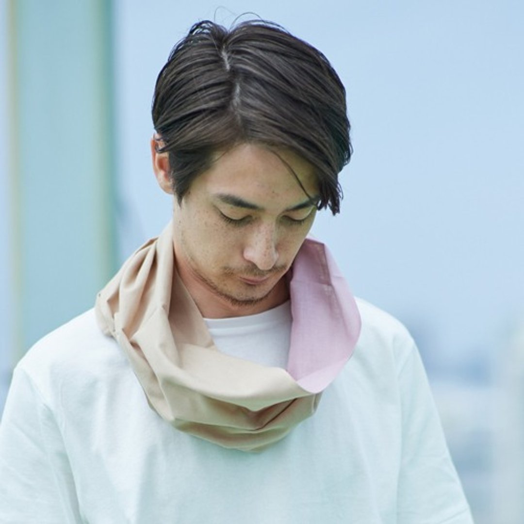 Snood Oo Wow Pink x Beige L size - 丝巾 - 棉 粉红色