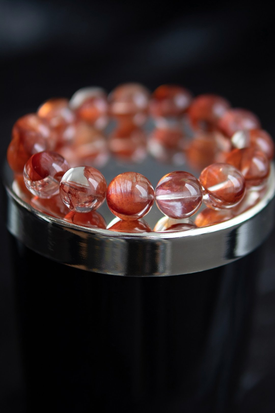 天然红胶花水晶13mm 高品级巴西橙红胶花 玻璃体 - 手链/手环 - 水晶 