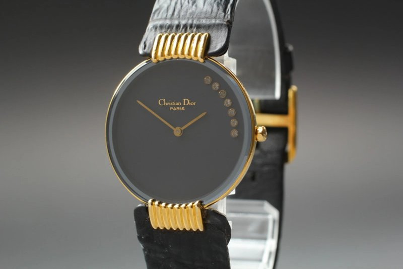 【近全新】Dior Bagheera 47 153-2 黑色表盘 30mm 7 石钻石 石英 女士腕表 - 女表 - 其他金属 黑色