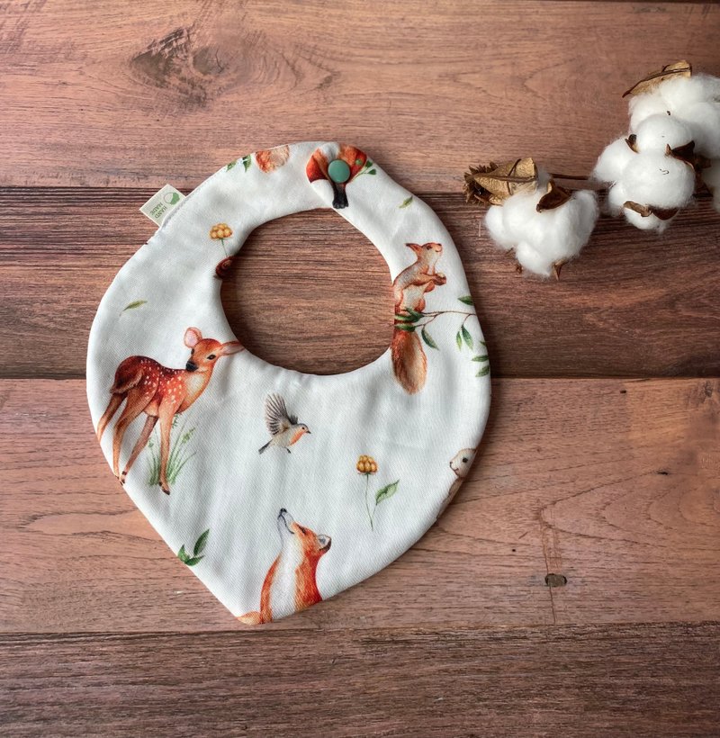 八层纱围兜-松鼠、狐与鹿 - 围嘴/口水巾 - 棉．麻 咖啡色