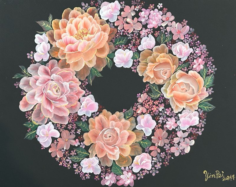 春之飨宴 牡丹花卉祝福花冠 原创手绘挂画 赠木框 - 海报/装饰画/版画 - 纸 