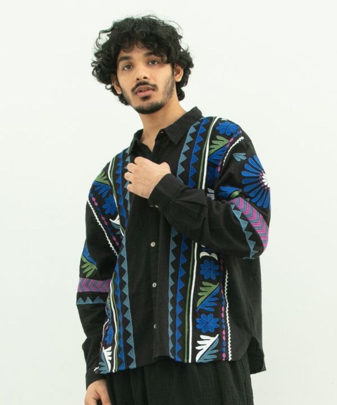 【热门预购】灵韵苏札尼日尔尔月生命力工艺刺绣衬衫(3色)ILL-5106 - 男装衬衫 - 其他材质 