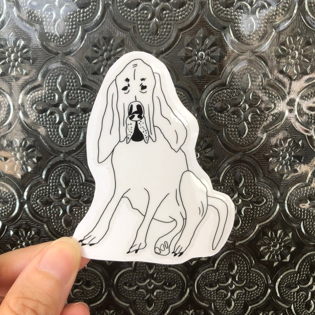 手绘狗狗插画 忧郁猎犬 透明贴纸 笔记本 手帐 水壶贴纸 贴纸 - 贴纸 - 纸 