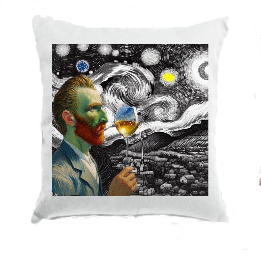 在星空下品酒的梵谷 - 枕头/抱枕 - 其他材质 白色