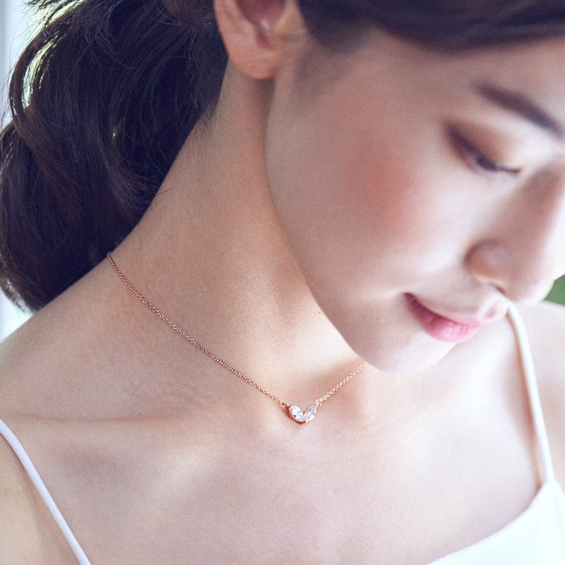 世说心语 925纯银 项链 - 锁骨链 - 纯银 橘色