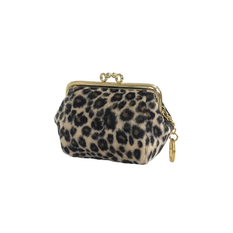 【台湾制造】虎你快乐 豹纹澎澎包 夹框包 口金包 - 零钱包 - 其他材质 咖啡色