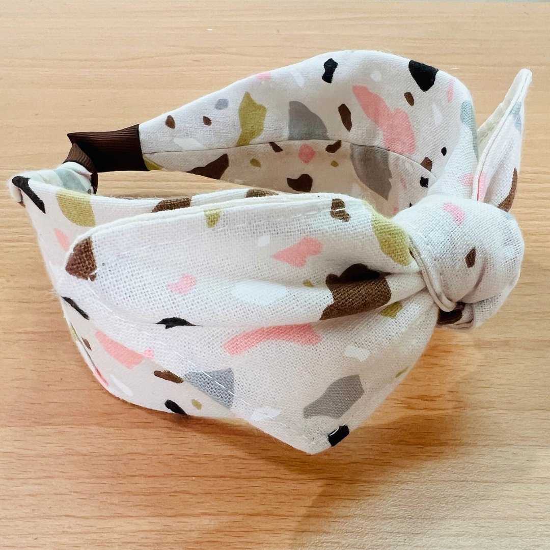 MOYA 宽版手工发箍 ㄧ小点 一小块 - 发饰 - 棉．麻 蓝色