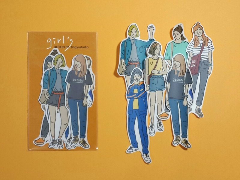 女子日常贴纸组02 /6入 - 贴纸 - 防水材质 橘色