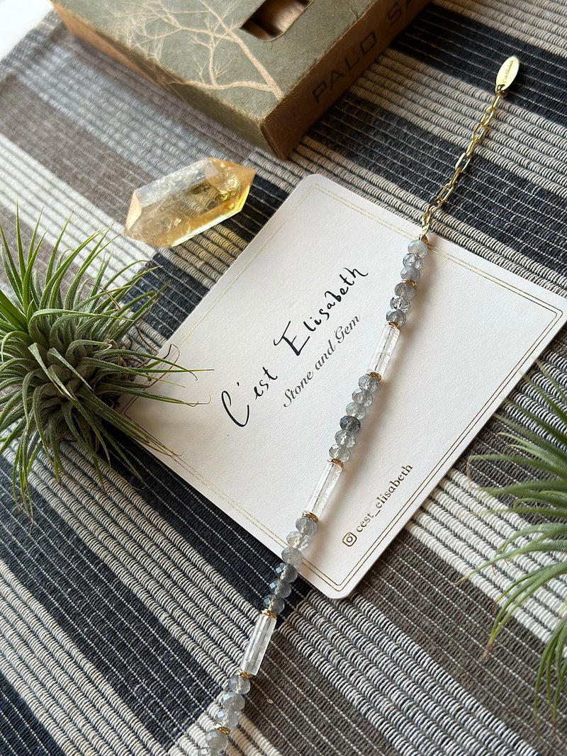 Autumn Vibe 2 - 强蓝光拉长石白水晶14k包金手链 - 手链/手环 - 水晶 