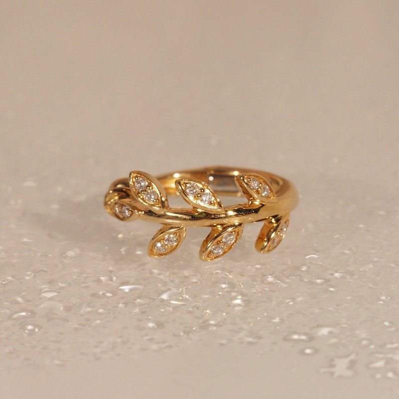 18K金金叶耳夹18K Gold Golden Leave Ear Cuff - 耳环/耳夹 - 贵金属 