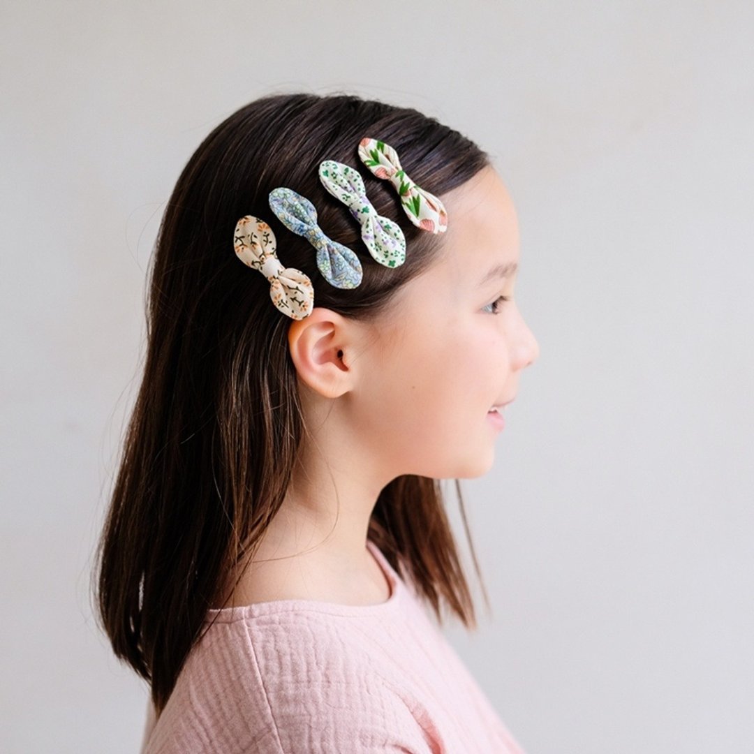 英国 Mimi & Lula SS26_花漾花园 - 花漾蝴蝶结发夹 4 入 - 婴儿饰品 - 聚酯纤维 