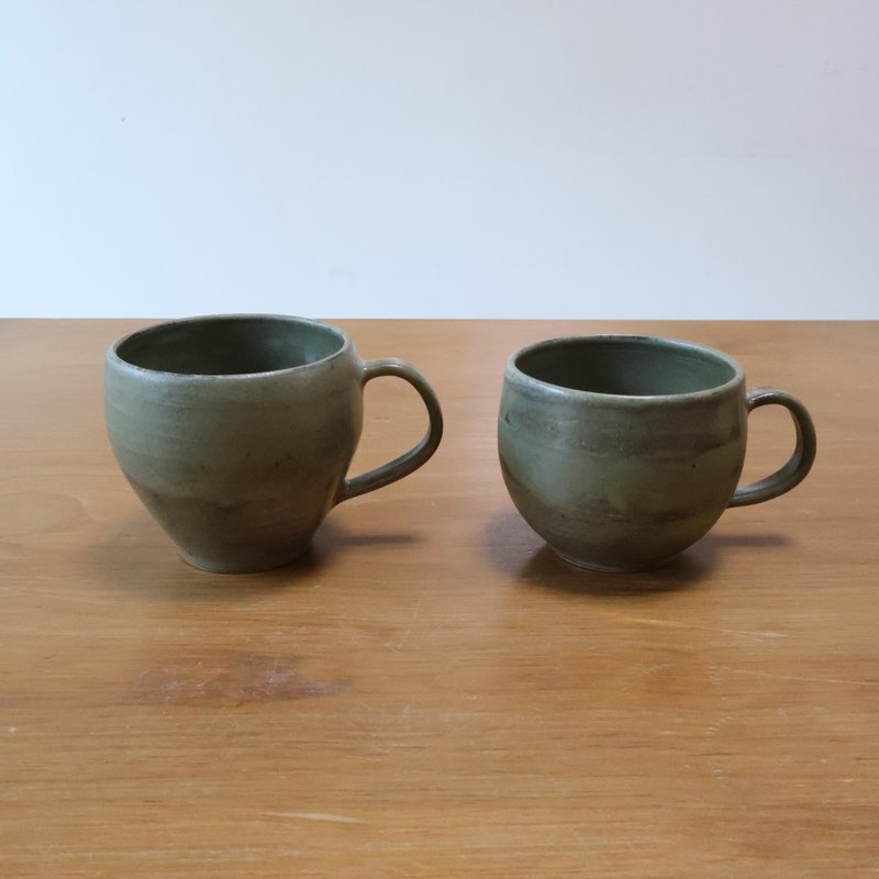 碧玉 柴烧陶手工马克杯 咖啡杯 - 咖啡杯/马克杯 - 陶 绿色