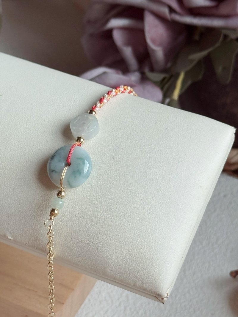 AZ 白底飘花平安带财扣新中式设计手链 - 手链/手环 - 宝石 