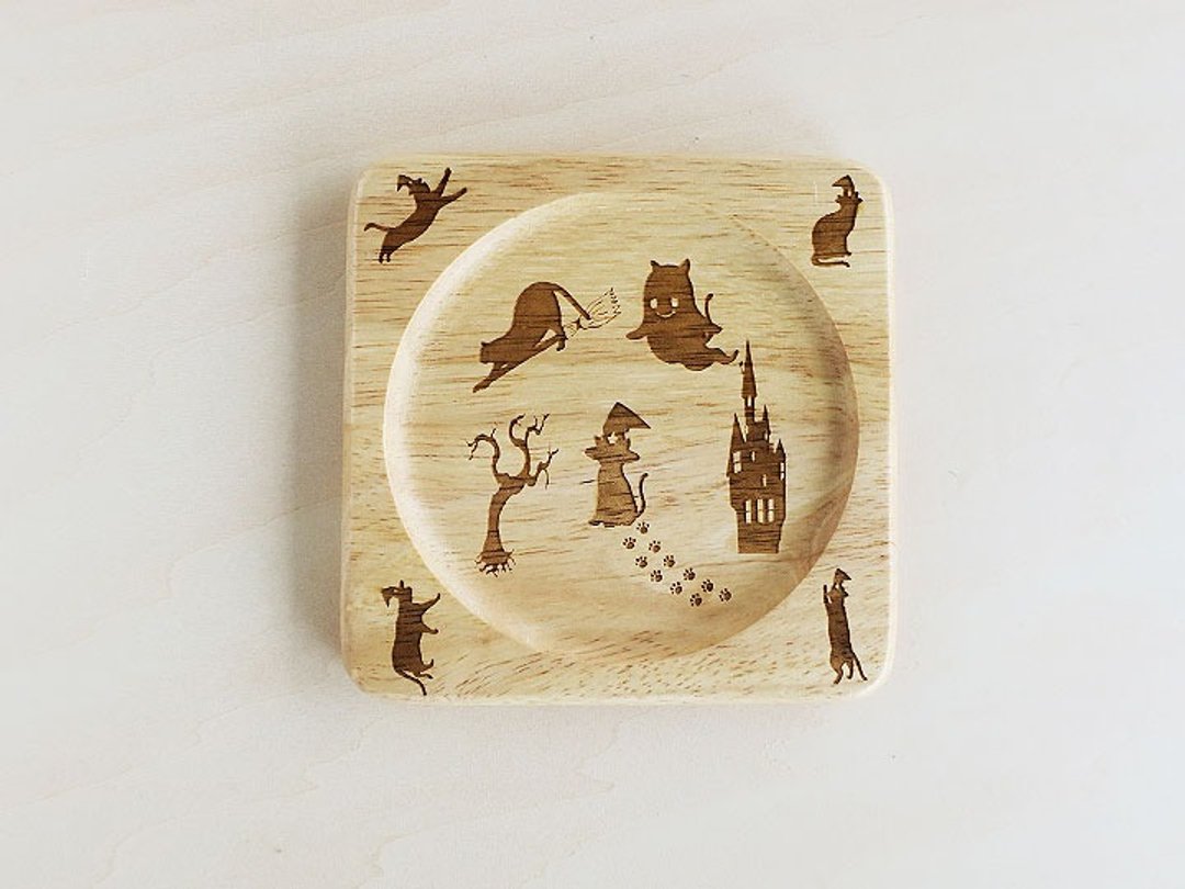 Cats are Halloween costume coasters - 杯垫 - 木头 咖啡色