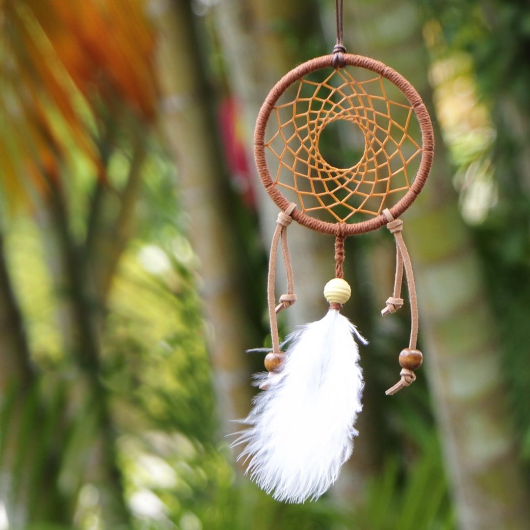 极简风格丨礼物 手工编织 Dreamcatcher 捕梦网 吊饰-咖啡棕 - 其他 - 其他材质 咖啡色