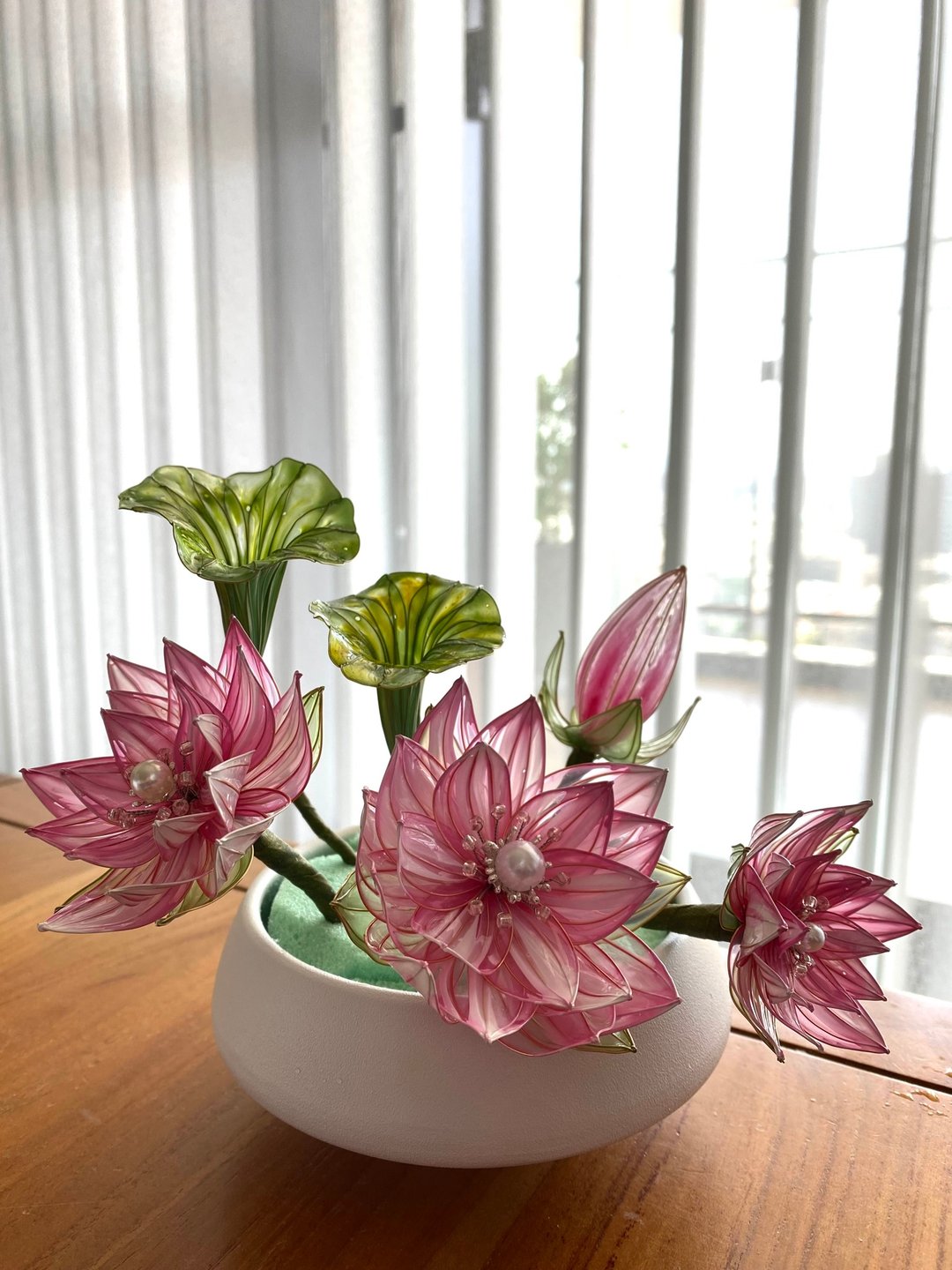 Jocelyn 水晶花花束 - 莲花盆栽 - 桃红/造花液/树脂花/滴胶/礼物/永 - 植栽 - 树脂 红色