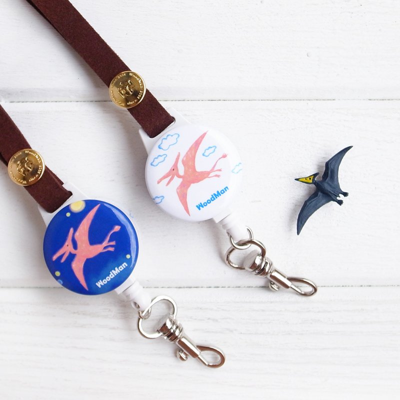 赶下班的翼手龙,戴式伸缩票卡夹(双面图案) - 证件套/卡套 - 塑料 蓝色