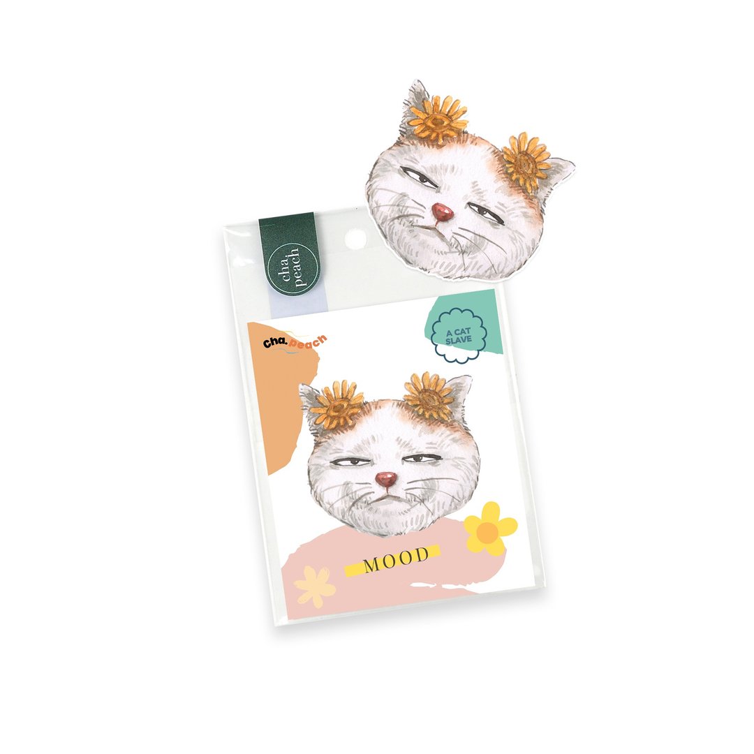 Moody Cat - Sticker Di-cut Water color Painting Print on PCV Waterproof - 贴纸 - 其他材质 黄色