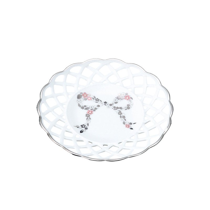 Felicita 心心相印网格衬盘13cm(粉) - 盘子/餐盘/盘架 - 瓷 白色