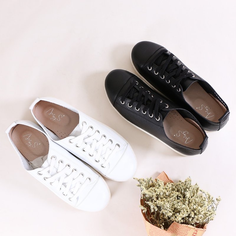 小黑鞋 懒人鞋 后踩两穿超柔软防泼水小牛皮QQ气垫包鞋 (7HB黑) - 女款休闲鞋 - 真皮 黑色