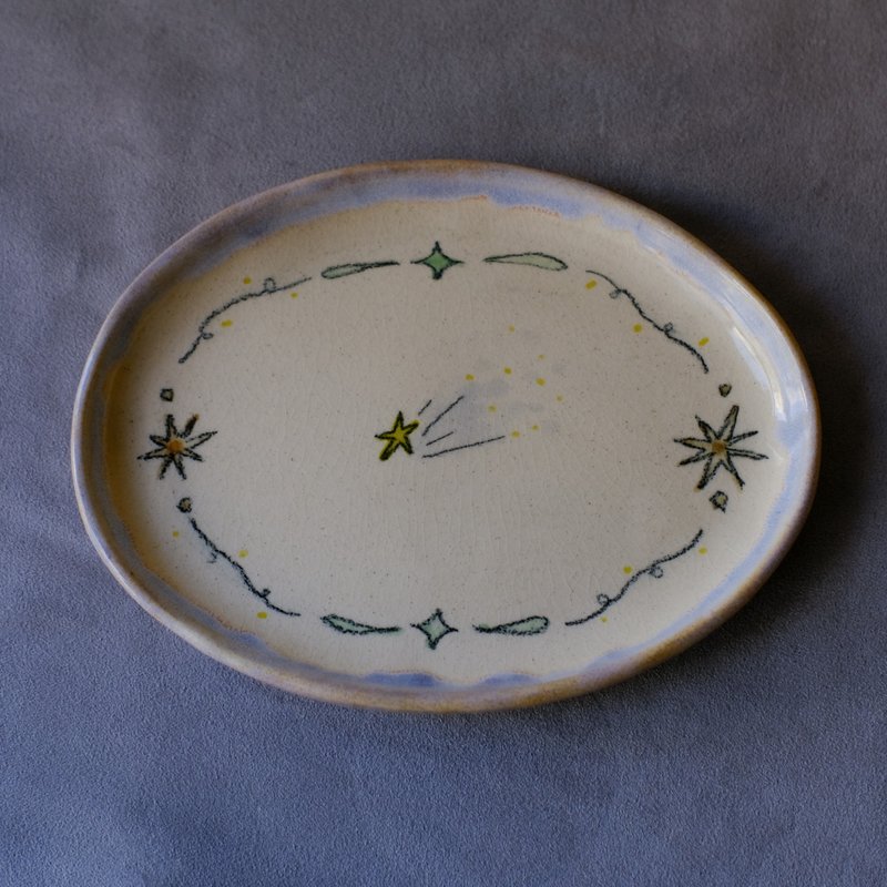 Suànn-Sian . 流星点心盘 | 椭圆盘 点心盘 大皿 - 盘子/餐盘/盘架 - 陶 蓝色