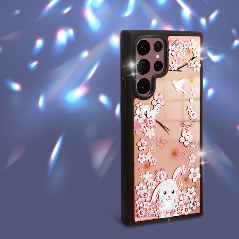 Samsung Galaxy S22全系列 军规防摔镜面水晶彩钻手机壳-樱花兔 - 手机壳/手机套 - 其他材质 多色