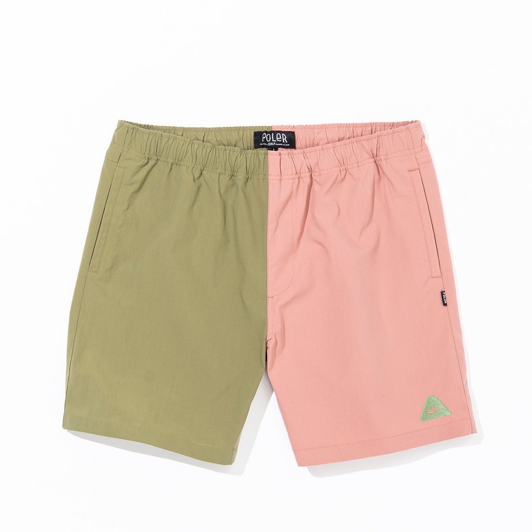 日本限定 POLER STRETCH RELAX SHORTS 弹性休闲短裤 绿.珊瑚 - 男士短裤 - 其他材质 多色
