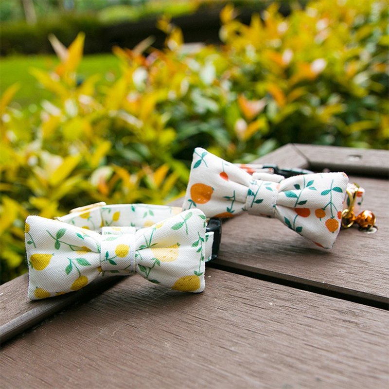 野草莓系列-领结款 猫项圈 狗项圈 定制化尺寸 刻字服务 吊牌 - 项圈/牵绳 - 棉．麻 