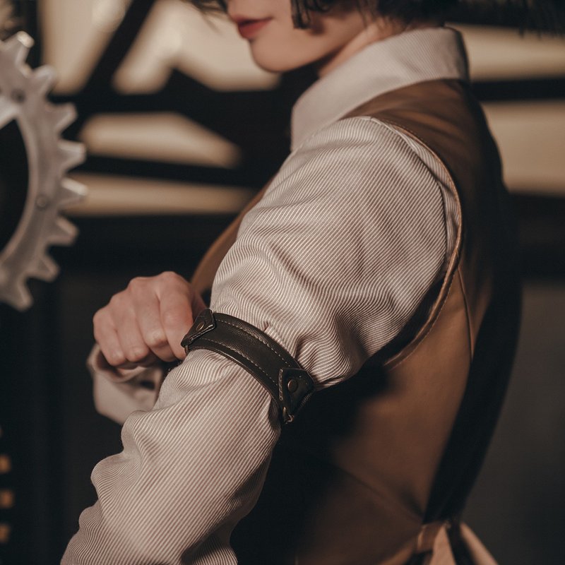 蒸汽朋克  复古 咖色皮革  袖箍 袖环 衬衫西服配饰 - 其他 - 真皮 咖啡色