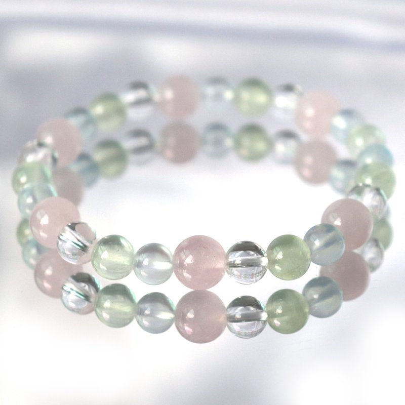粉晶-海蓝宝-白水晶-葡萄石-招财-工作运-舒压 - 手链/手环 - 水晶 多色