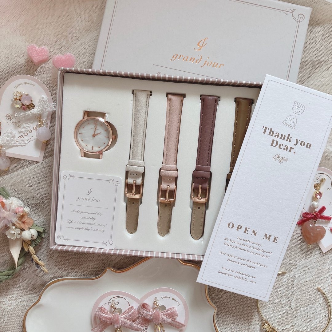 考试手表 开学礼物 包邮 复古 Grand Jour Gift Set  女装 可转换 - 女表 - 其他金属 金色