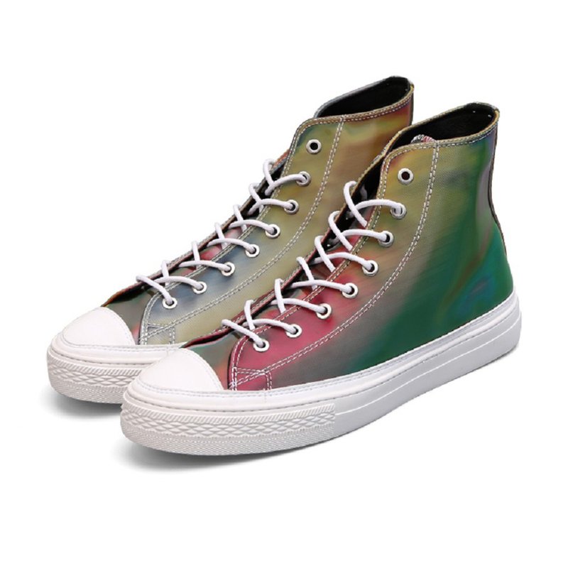 日光 幻彩变色彩色 反光鞋 情侣款 手工休闲鞋 - 男款休闲鞋 - 聚酯纤维 红色