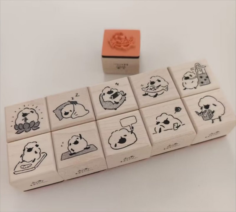 精选复刻宅宅羊 手帐印章  单枚 / 全套10枚 白枫木 - 印章/印台 - 木头 