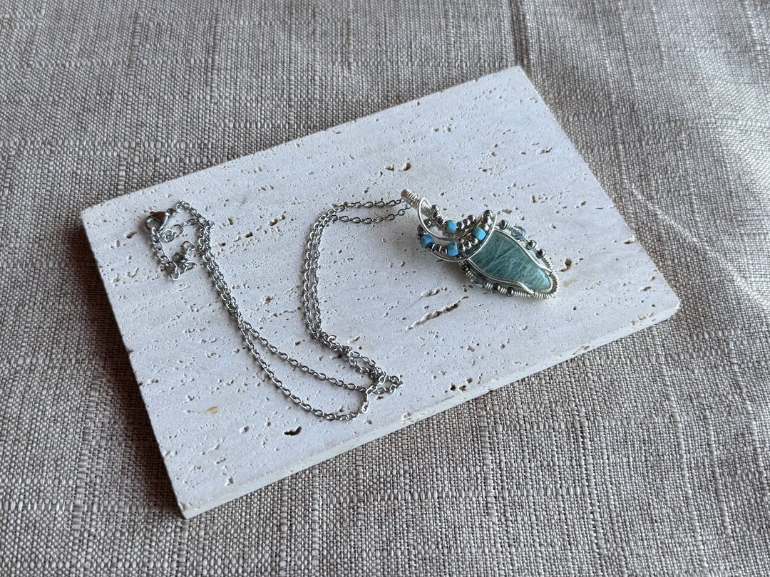 230233 wire wrapping 天河石 铜线 绕线 吊堕 - 项链 - 铜/黄铜 绿色