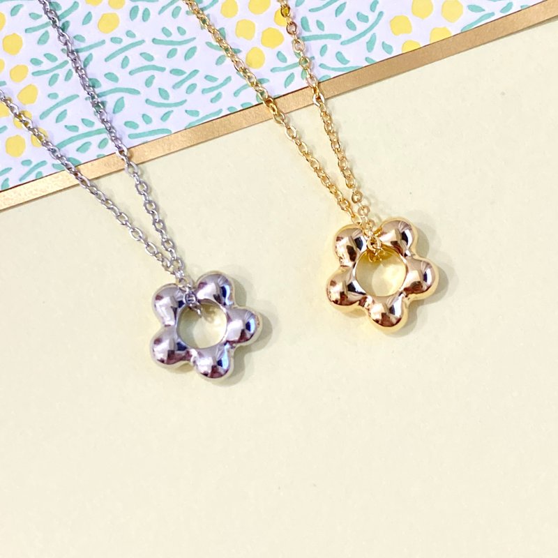 甜甜圈花儿项链 - 项链 - 贵金属 银色