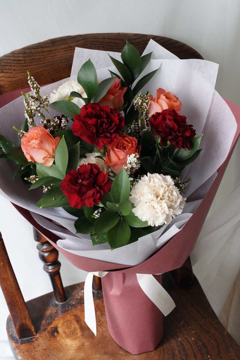 典雅沈稳橘红花束_鲜花 - 干燥花/捧花 - 植物．花 红色