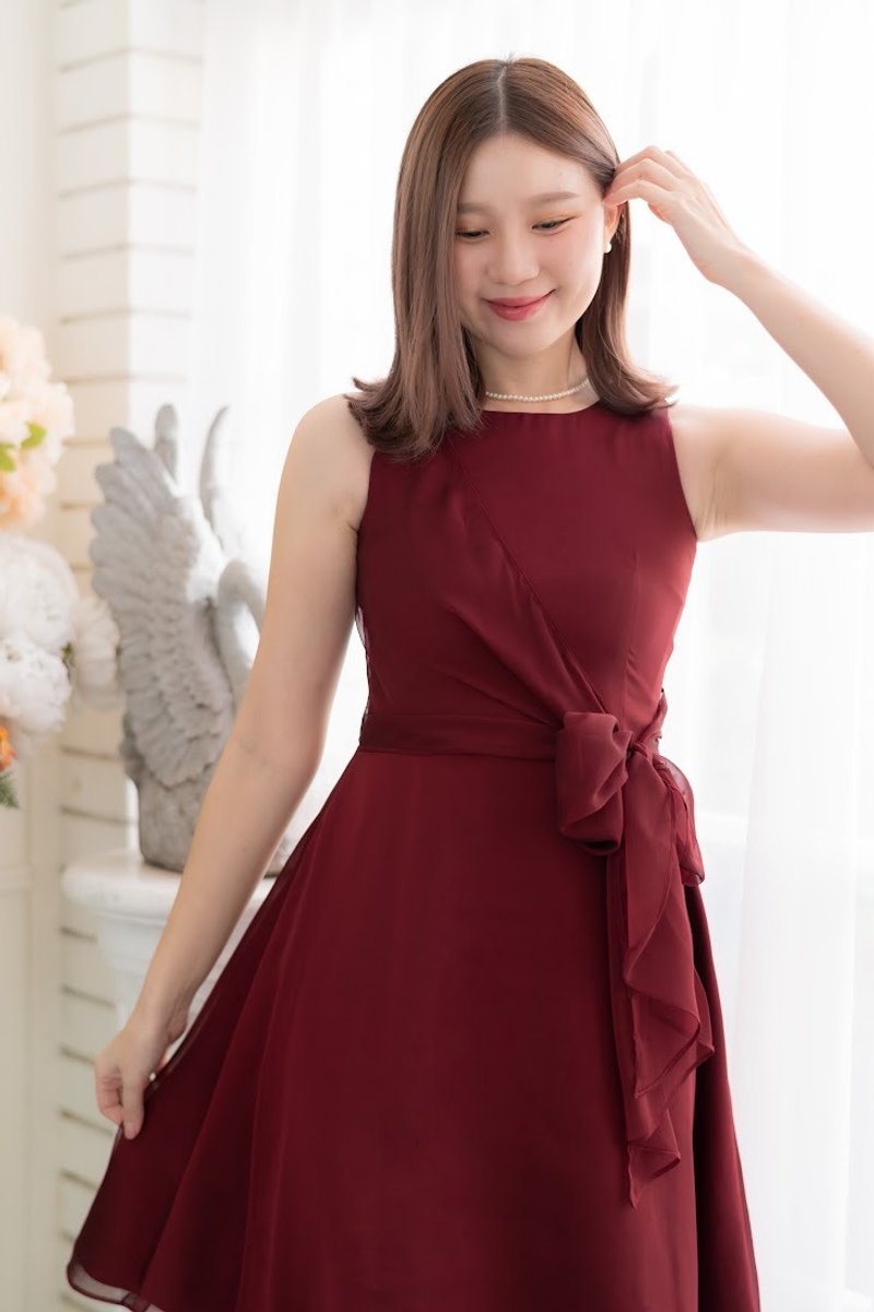 Kamila - 酒红色礼服 洋装 婚礼红色系服装 葡萄酒红婚礼主题服饰 - 洋装/连衣裙 - 聚酯纤维 红色